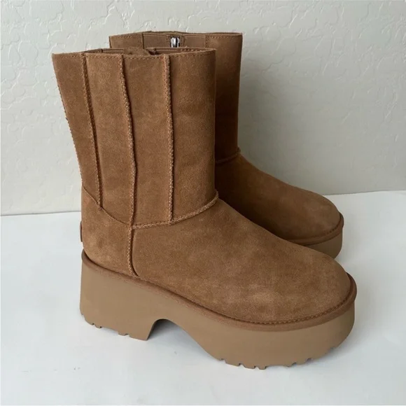Ugg Classic Platform New Heights Twin Seam Women's Chestnut Boots, NEW - Picture 4 of 12